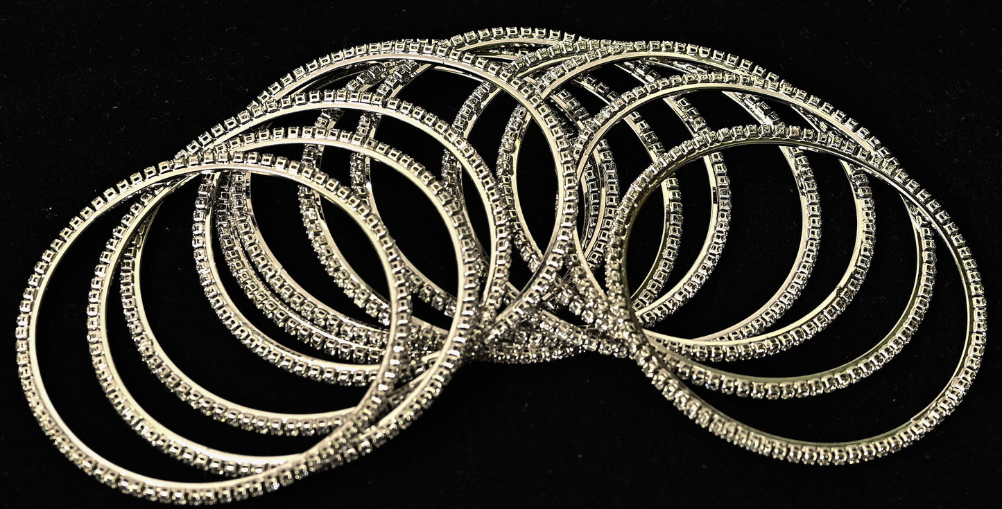 Elegant Silver Rhinestone Bangle Set – Sparkle with Sophistication