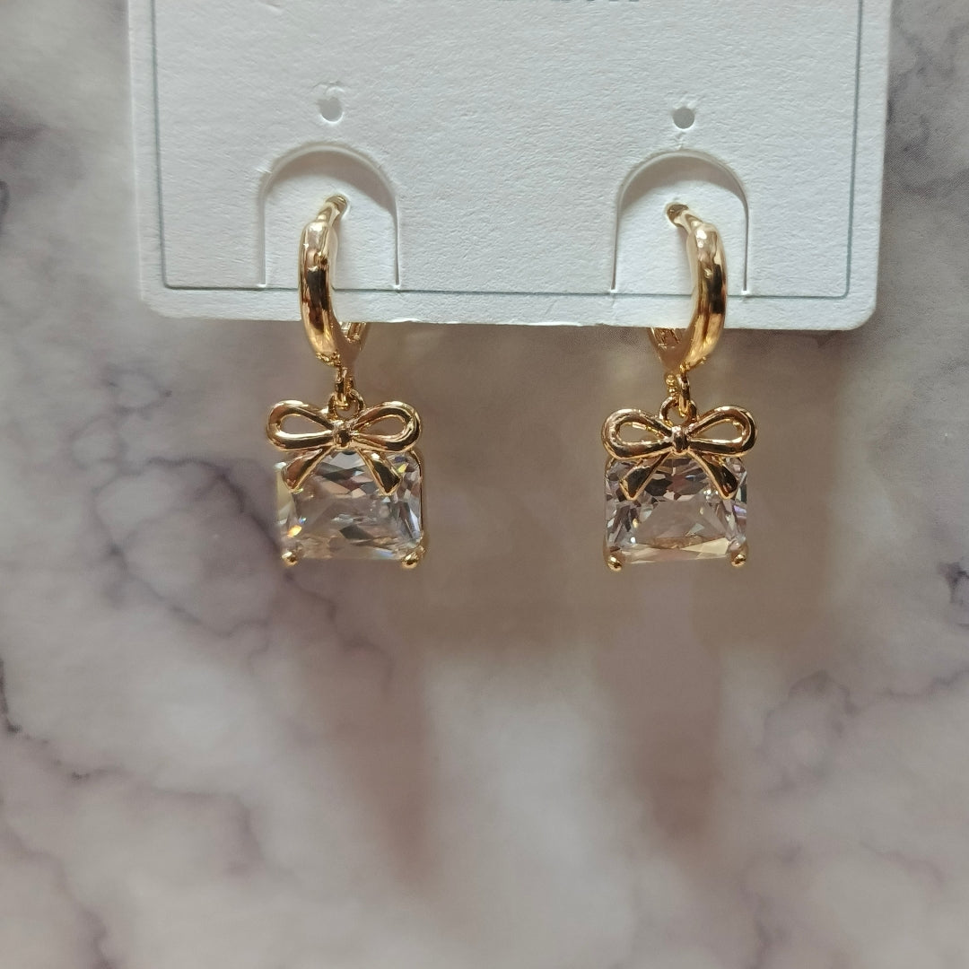 Golden Gift Box Charm Earrings