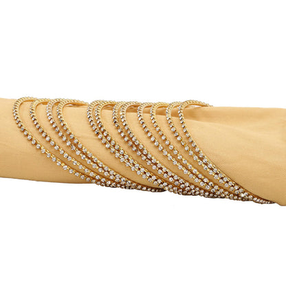 Exquisite Gold-Plated Crystal Bangles – Timeless Elegance Set Of 12